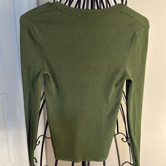 Zara Forest Green Ribbed Long Sleeve Top - Picture 4 of 5